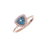 Δαχτυλίδι Γυναικείο Ροζ Χρυσό 18κ με διαμάντια και london blue topaz